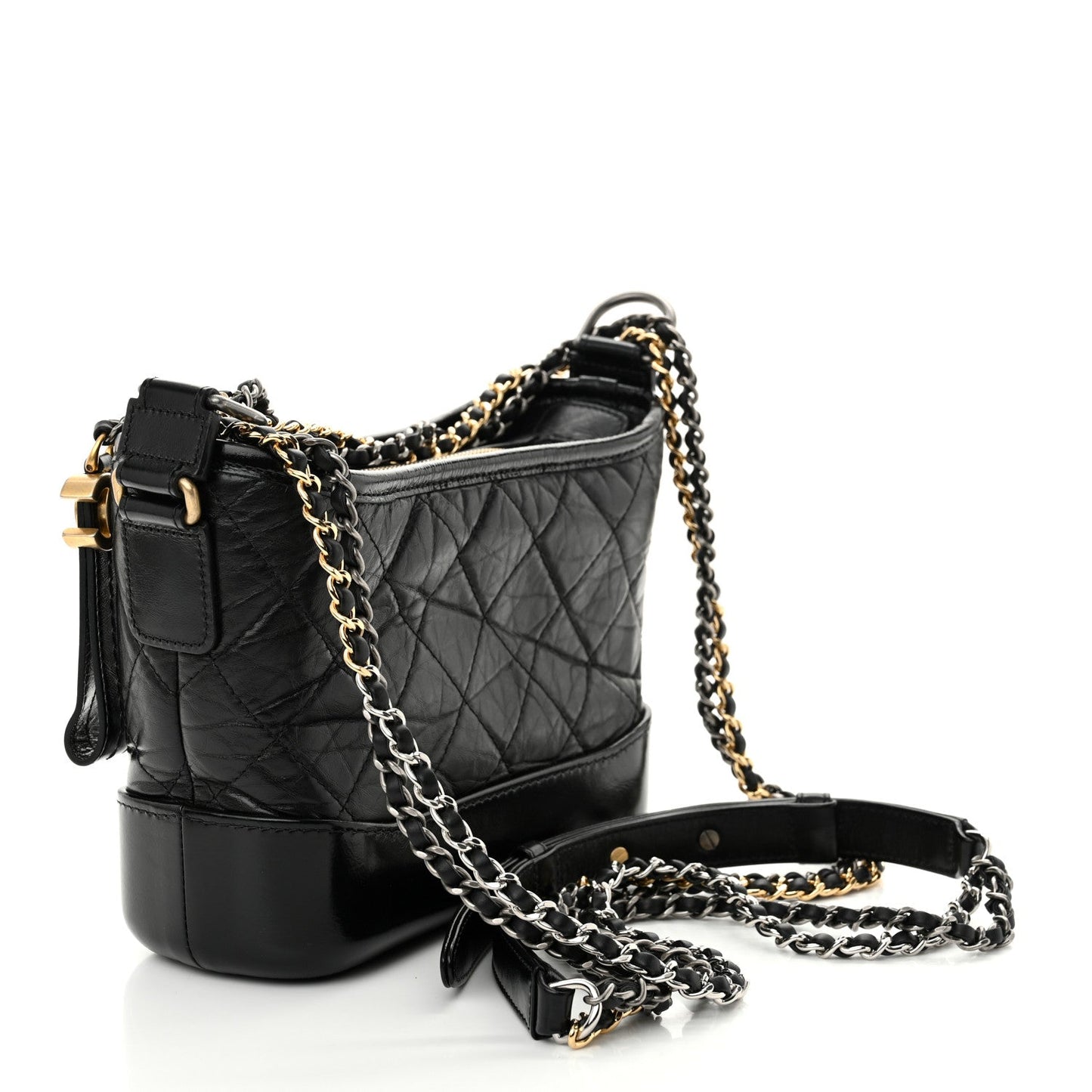 Chanel Aged Calfskin Quilted Small Gabrielle Hobo Black