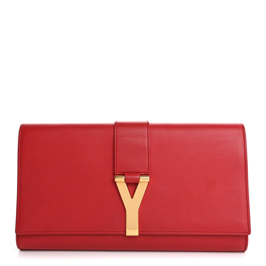 Saint Laurent Calfskin Classic Y Ligne Clutch Rouge Orient