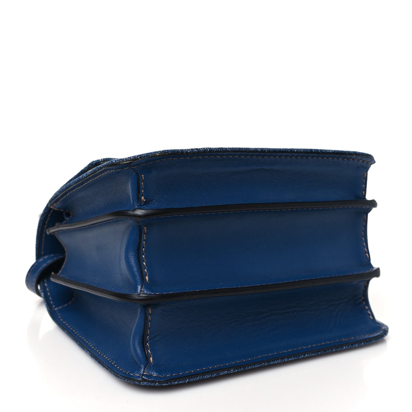Versace Denim La Medusa Chain Shoulder Bag Navy Blue