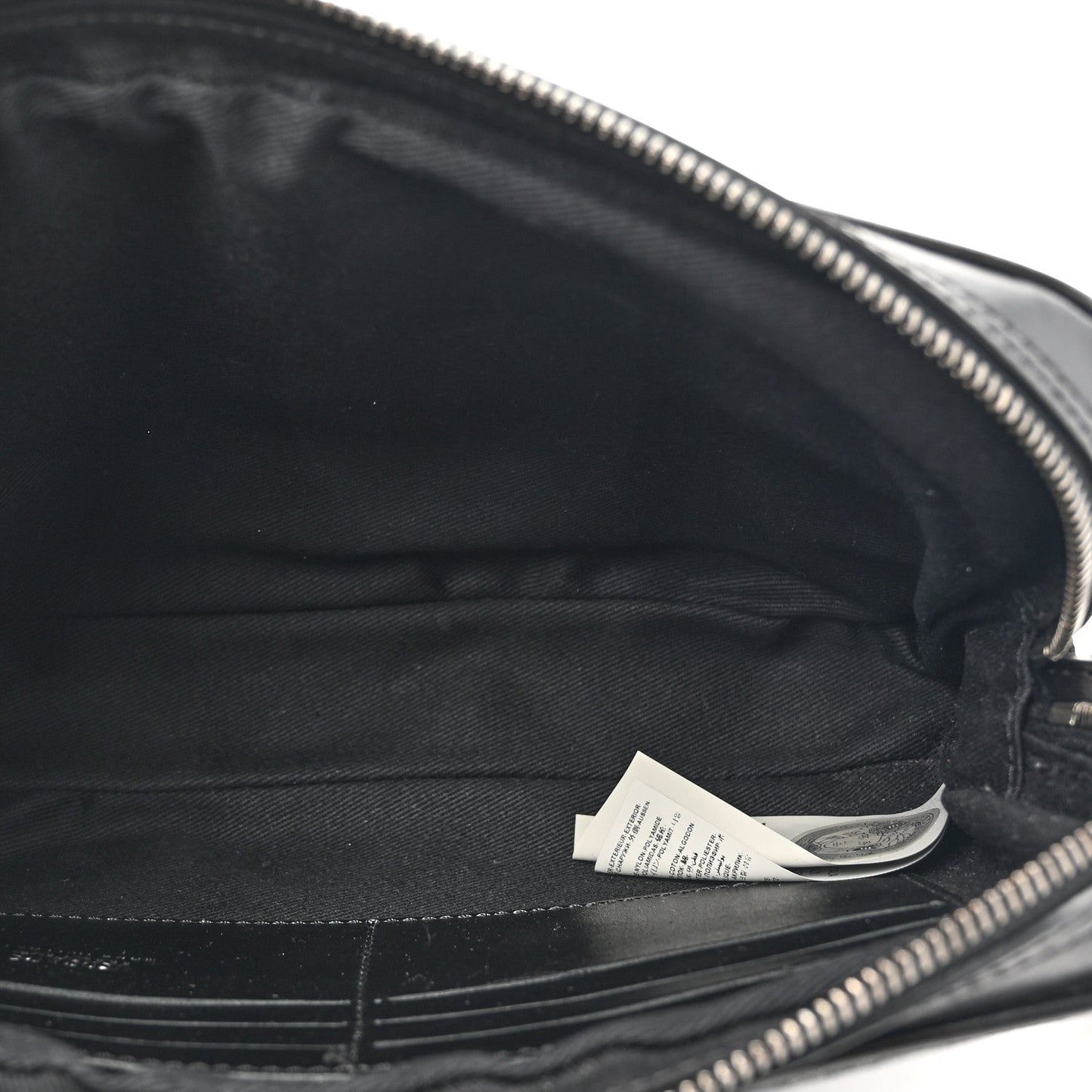 Versace Fabric Jacquard Calfskin Barocco Wristlet Pouch Black