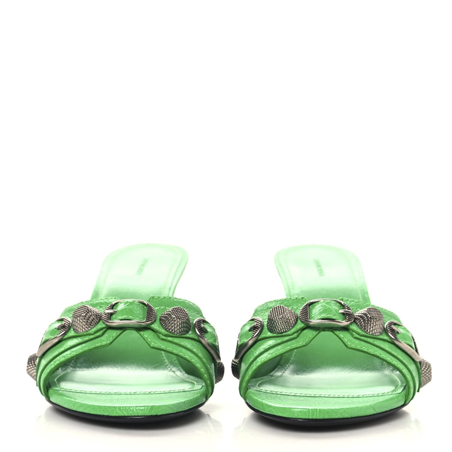Balenciaga Agneau Arena Cagole 50mm Slide Sandals 36.5 Vivd Green