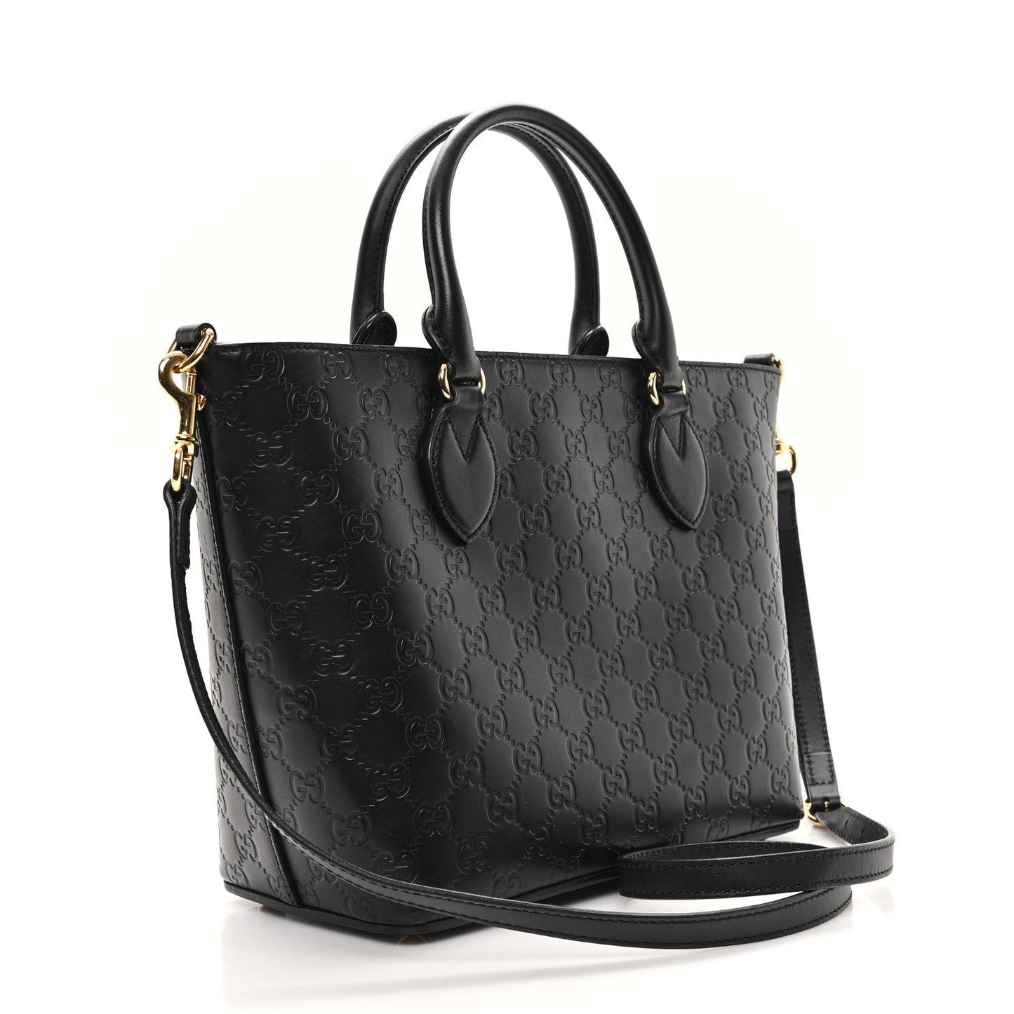 Gucci ssima Small Zippered Bucket Tote Black