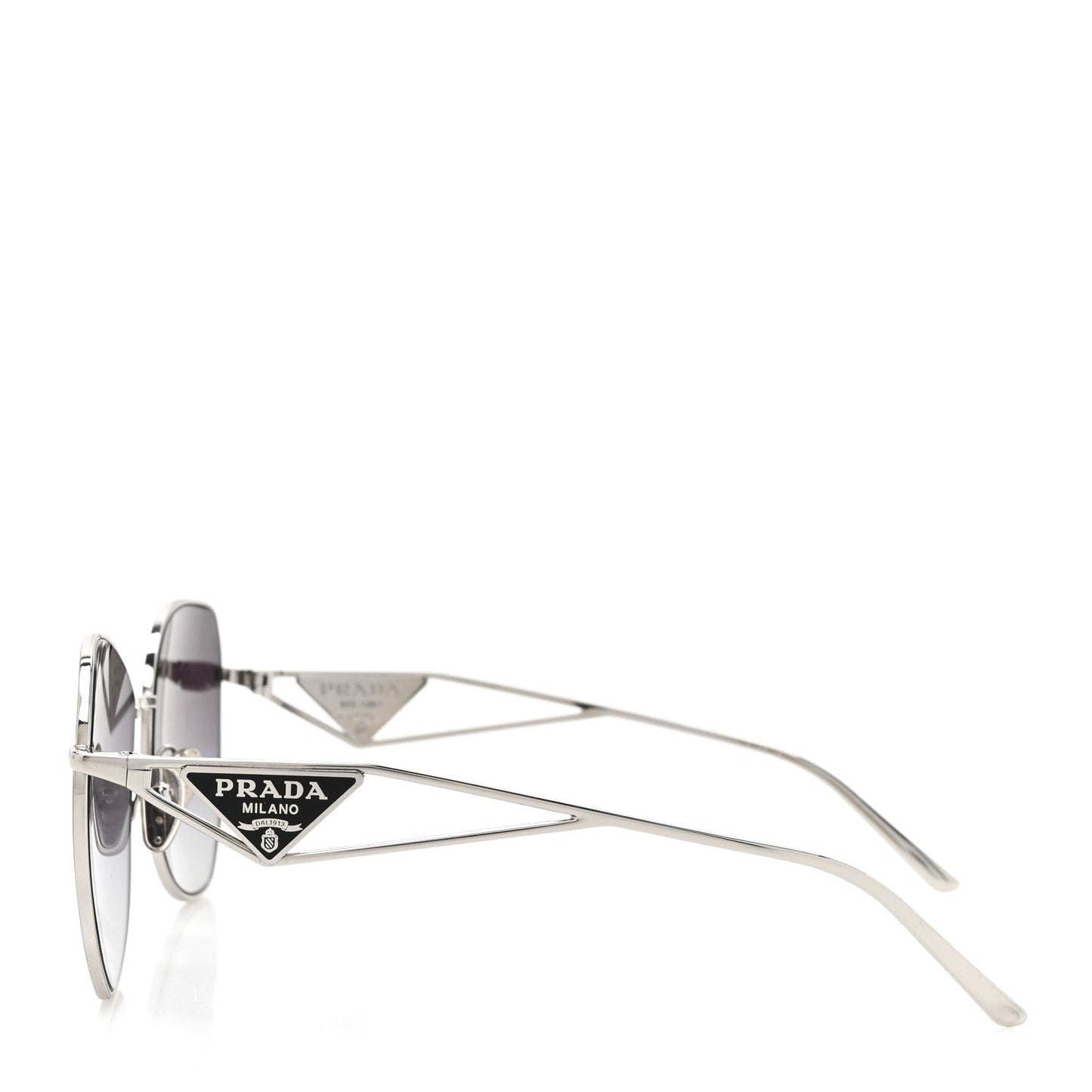 Prada Metal Symbole Triangle Logo Sunglasses SPR57Y Smoky Grey