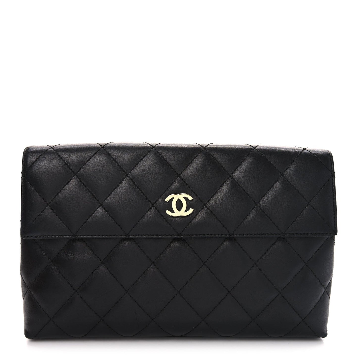 Chanel Lambskin Quilted Clutch Black