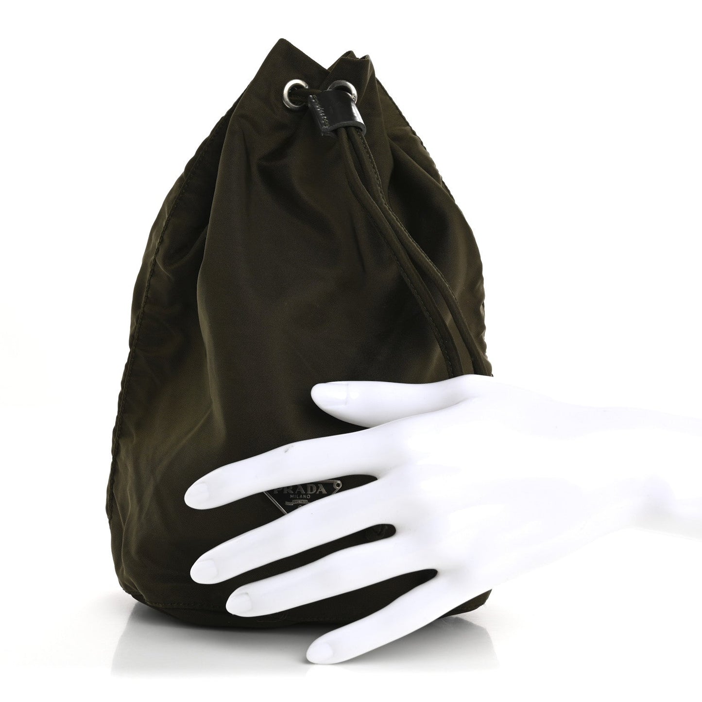 Prada Nylon Vela Drawstring Pouch Bruciato
