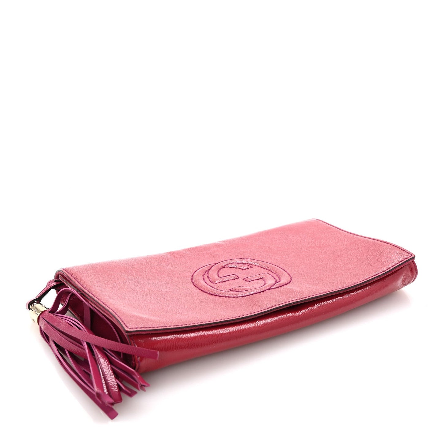 Gucci Soft Patent Medium Soho Clutch Bright Bougainvillea