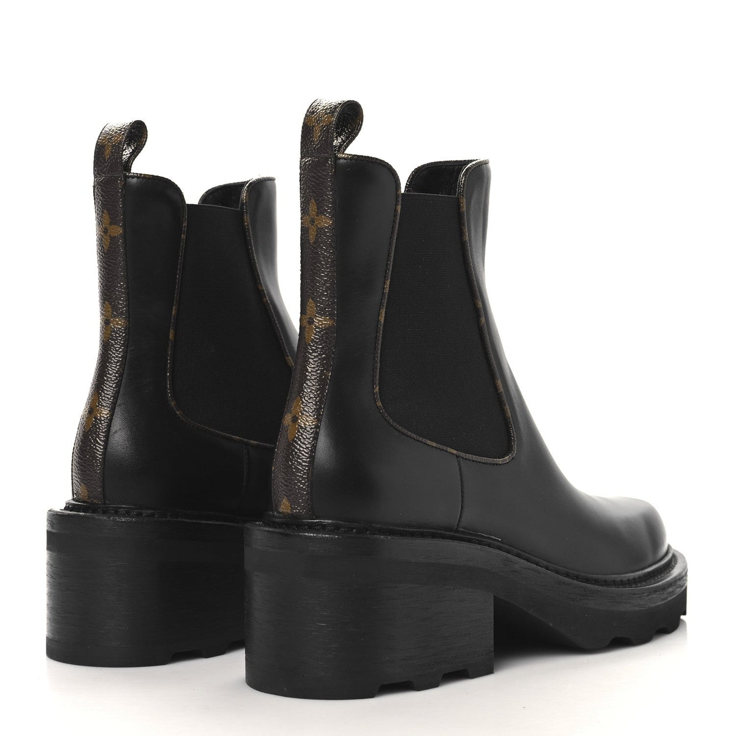 Louis Vuitton Calfskin Monogram Beaubourg Ankle Boots Black