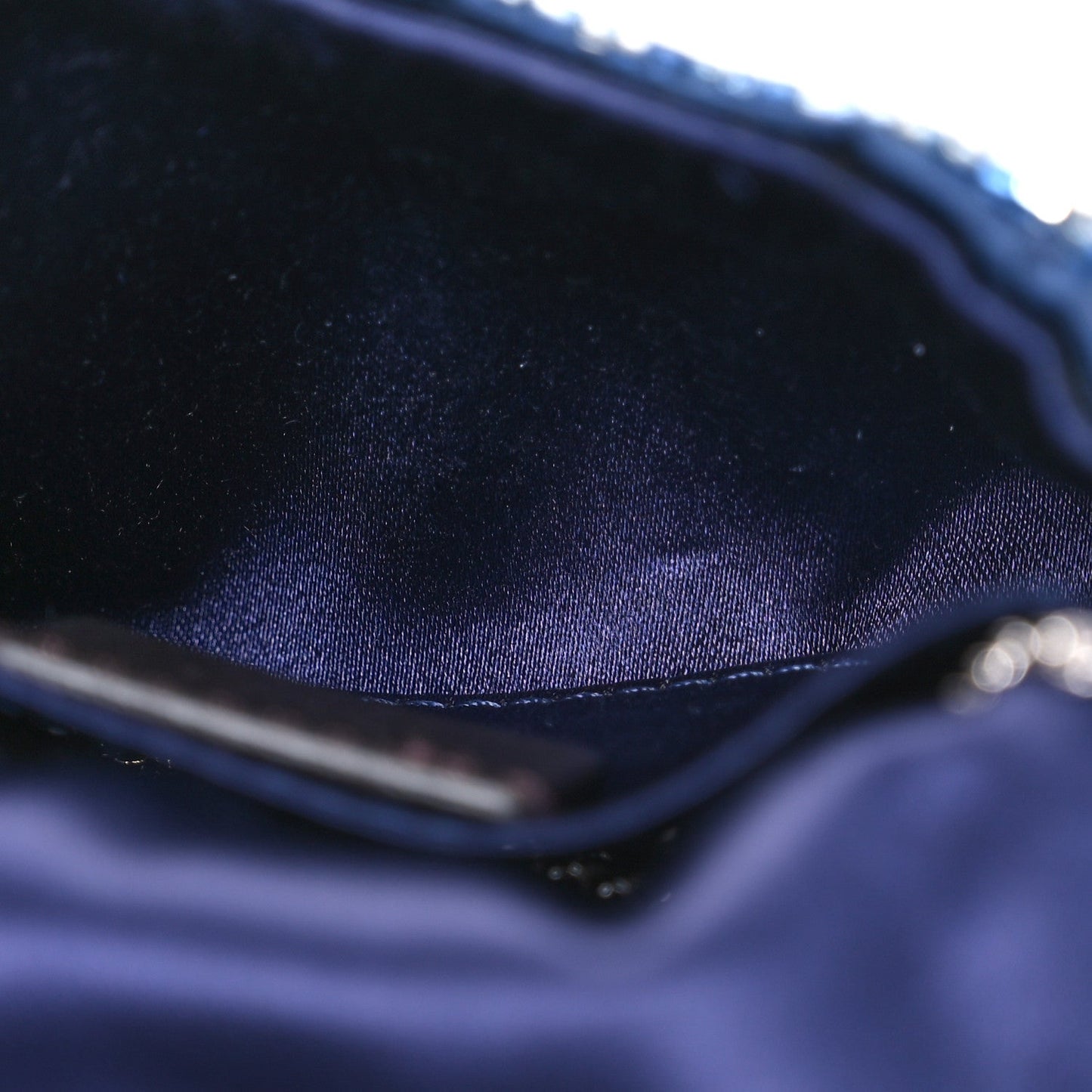 Fendi Sequin Paillettes Shiny Nappa Sex and the City Nano Maxi Buckle Baguette Charm Blue