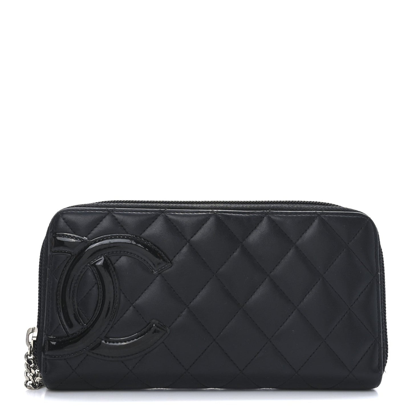 Chanel Calfskin Quilted Cambon Large Gusset Zip Around Wallet Black