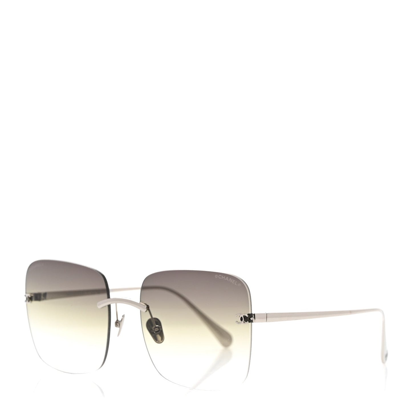 Chanel Titanium Rimless Square Sunglasses 4287-T Silver