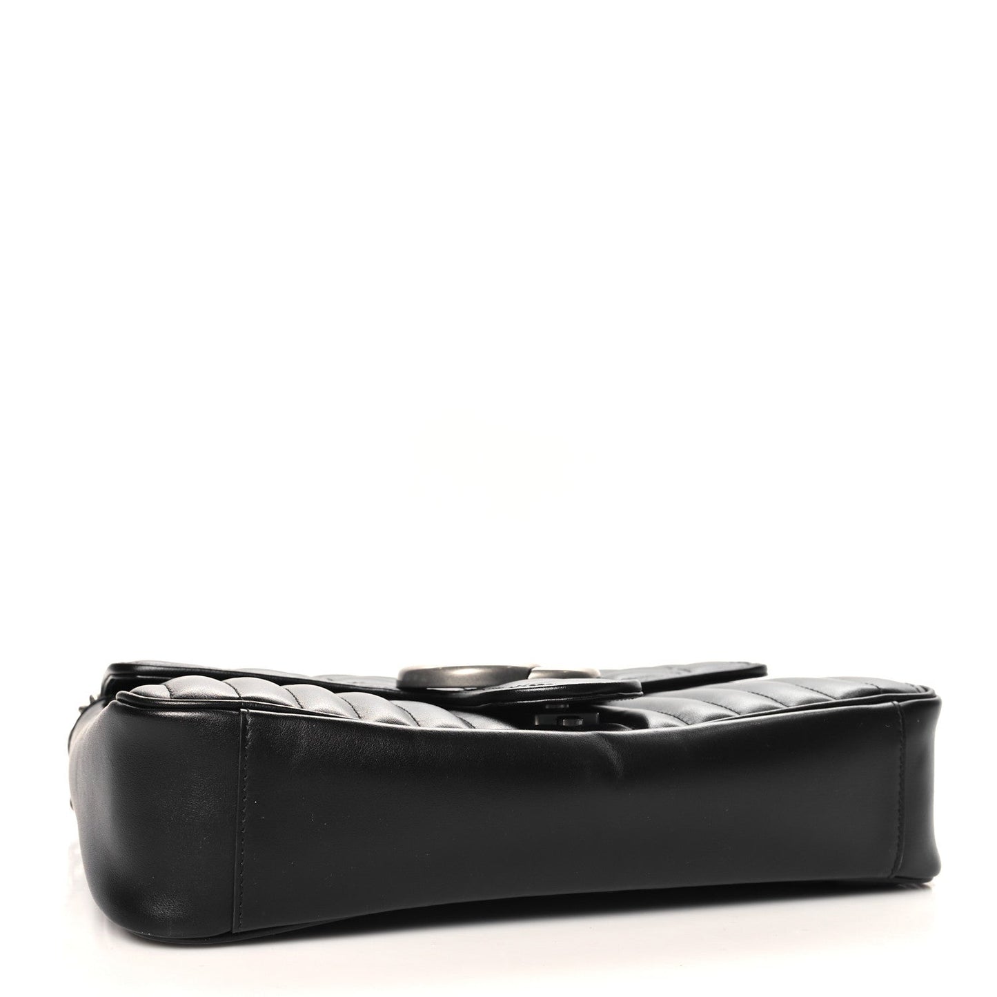 Gucci Calfskin Matelasse Aria Medium GG Marmont Shoulder Bag Black