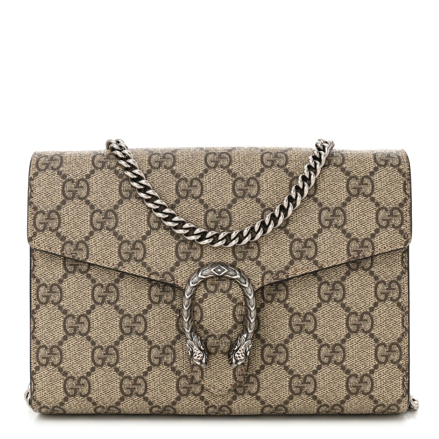 Gucci GG Supreme Monogram Mini Dionysus Chain Wallet Beige Taupe