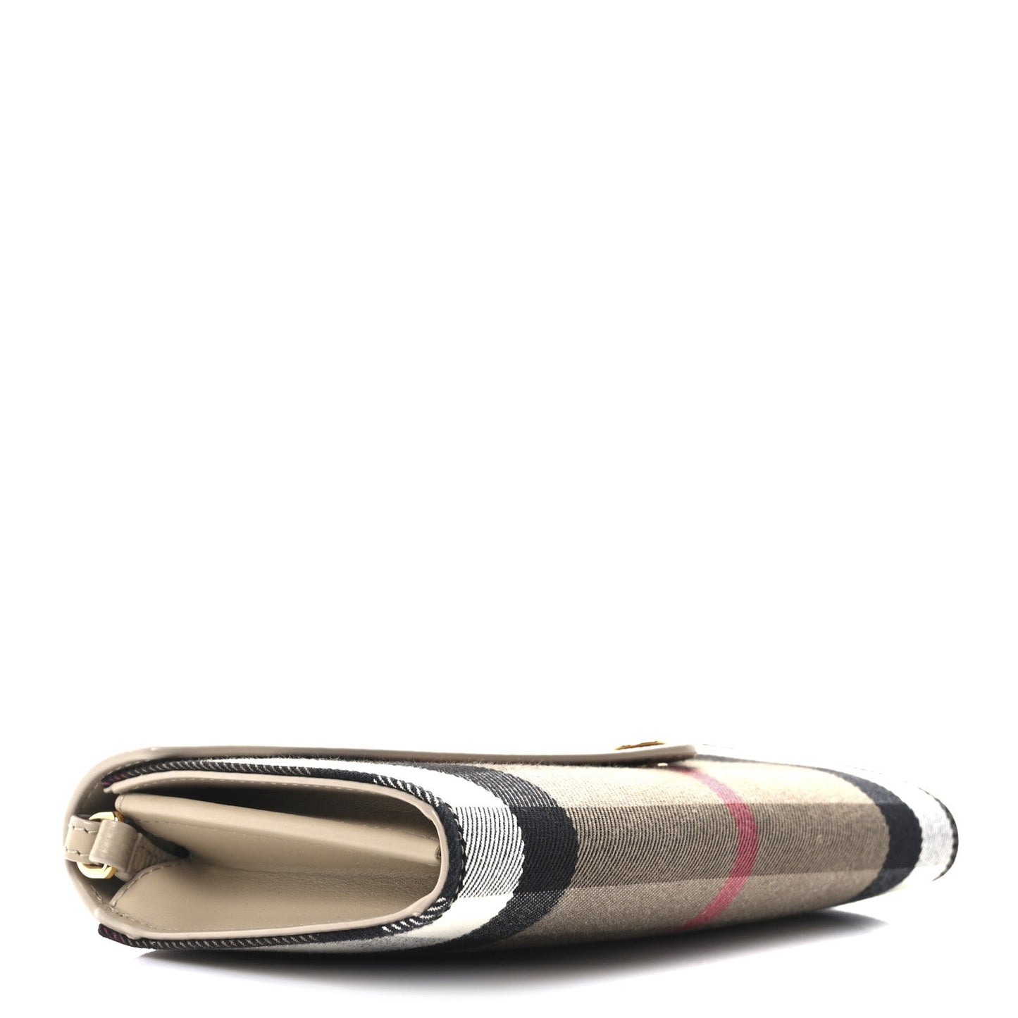 Burberry Calfskin House Check Hannah Wallet with Detachable Strap Beige