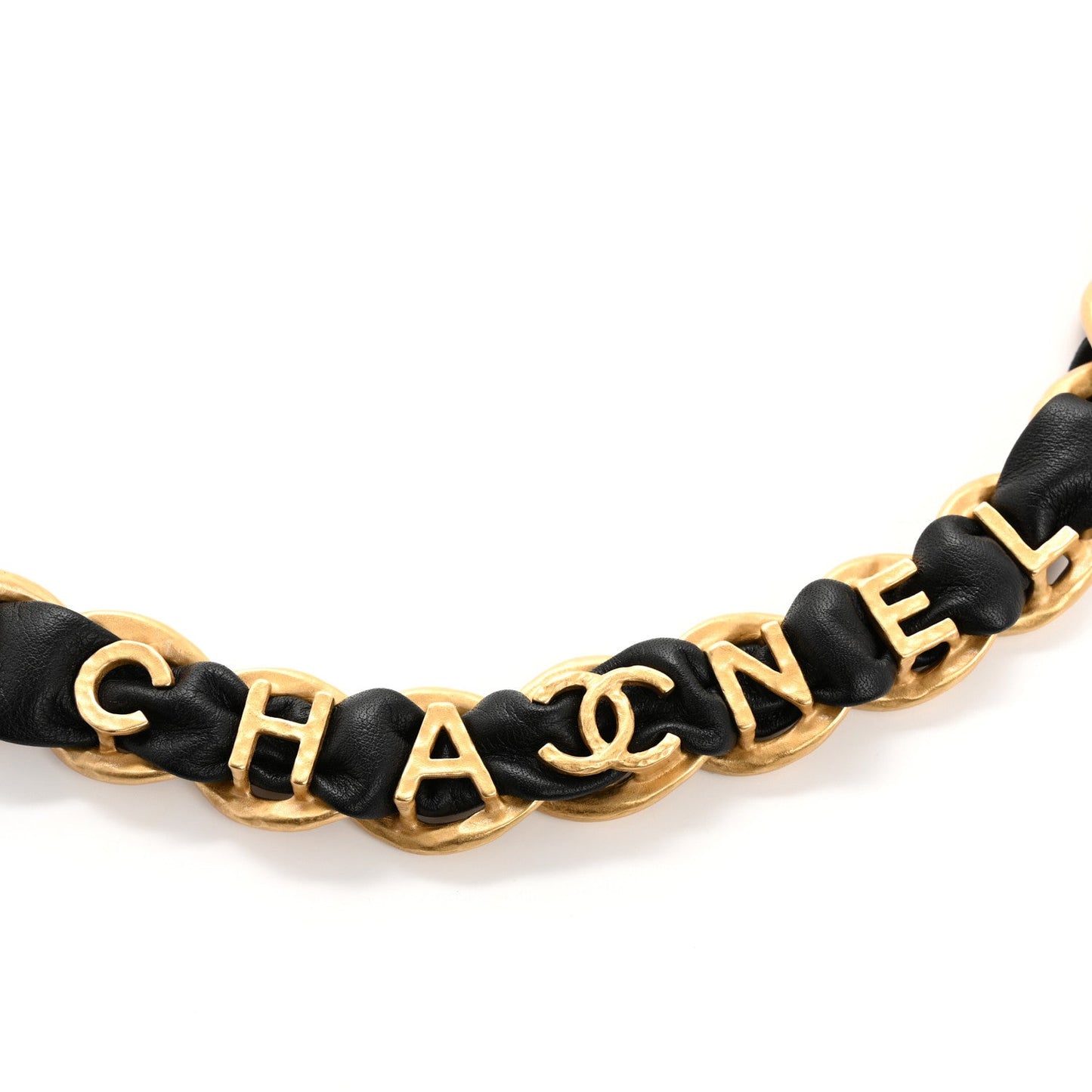 Chanel Calfskin Woven 90s Icon CC Belt 65 Black