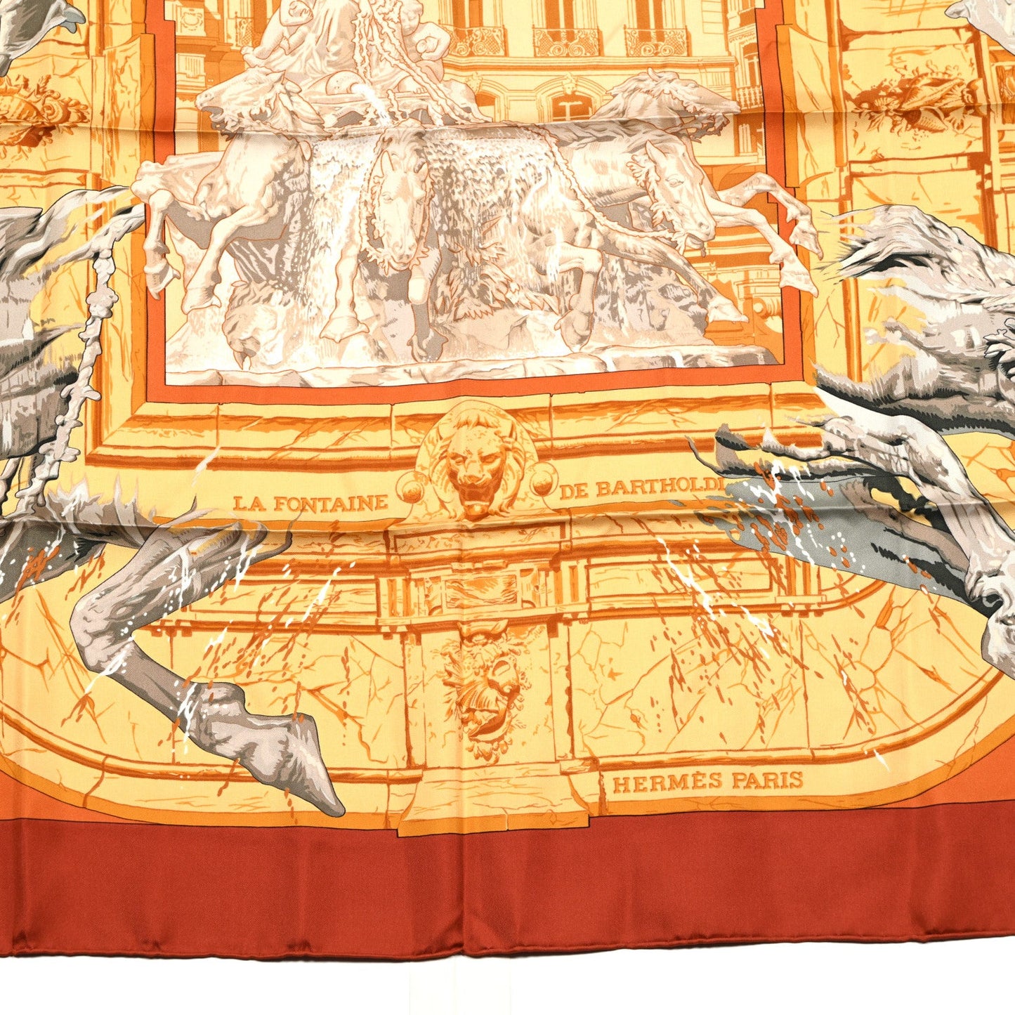 Hermes Silk La Fontaine De Bartholdi Scarf 90