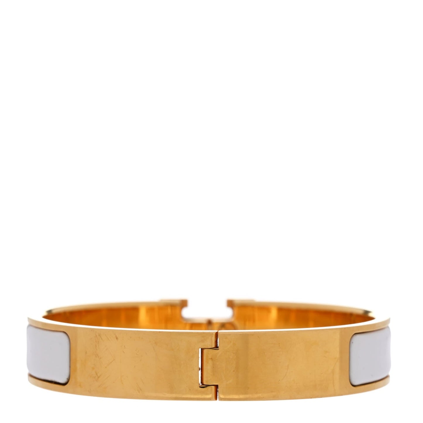 Hermes Enamel Narrow Clic Clac H Bracelet PM White