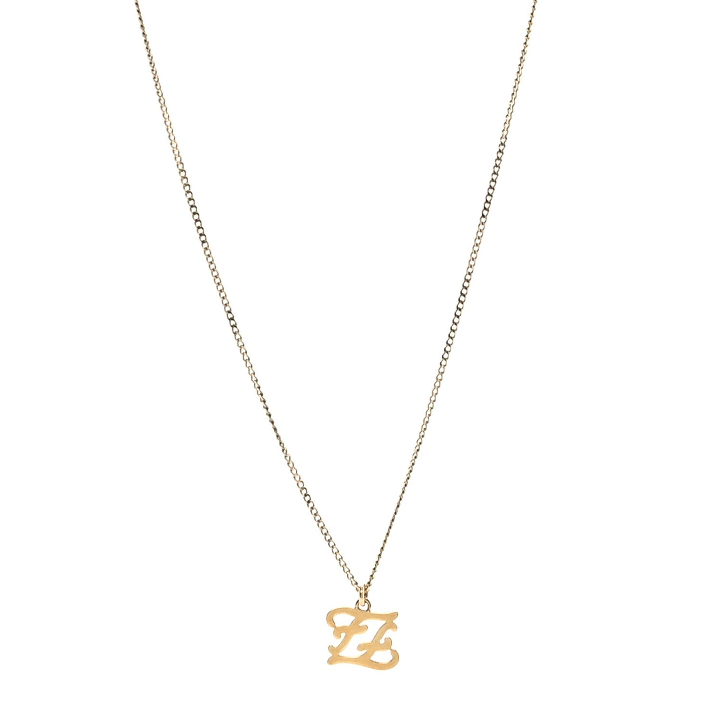 Fendi Metal Karligraphy Necklace Gold