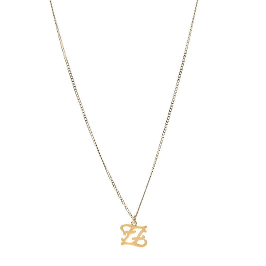 Fendi Metal Karligraphy Necklace Gold