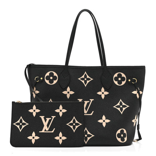 Louis Vuitton Empreinte Monogram Giant Neverfull MM Black Beige