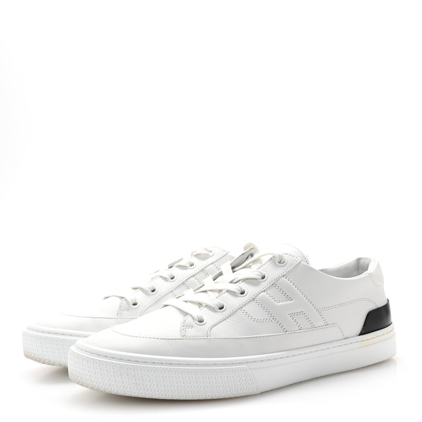 Hermes Calfskin Mens Deep Sneakers 42 White Black