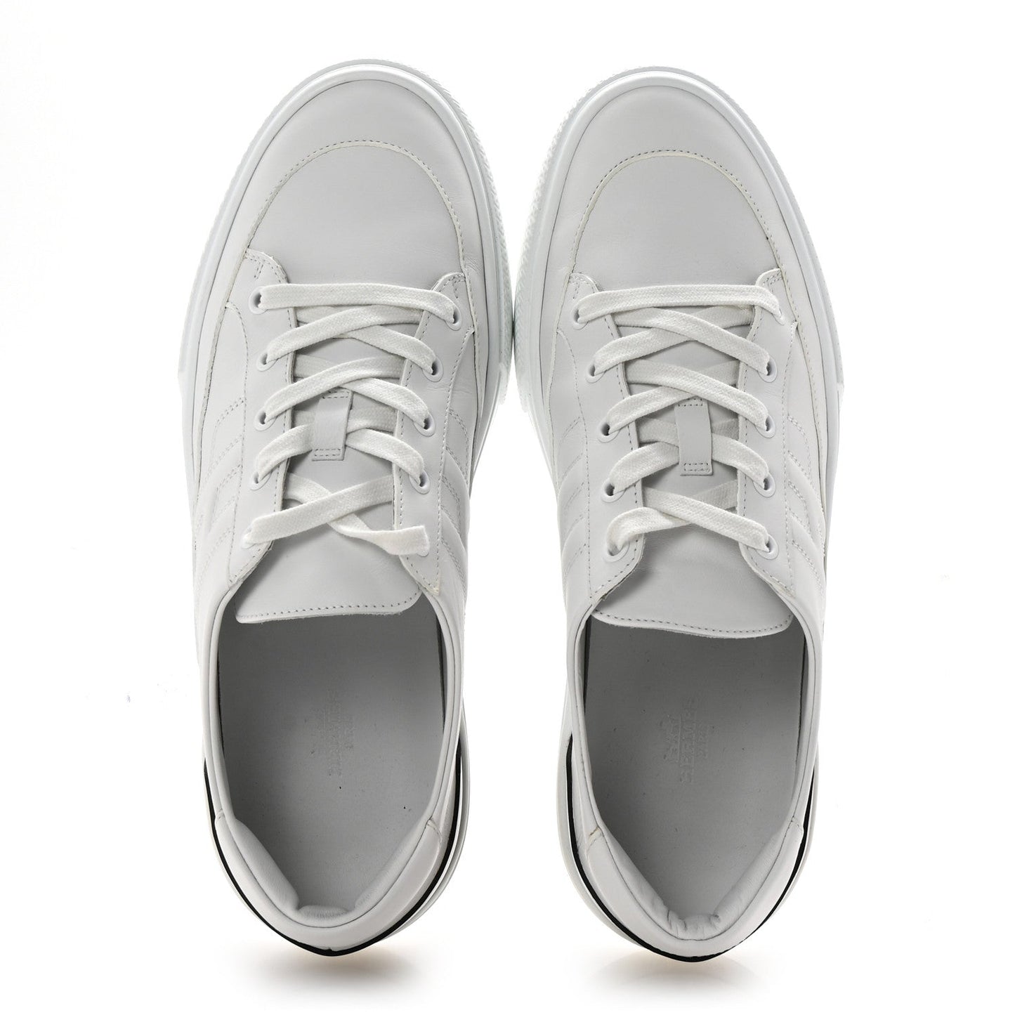 Hermes Calfskin Mens Deep Sneakers 42 White Black