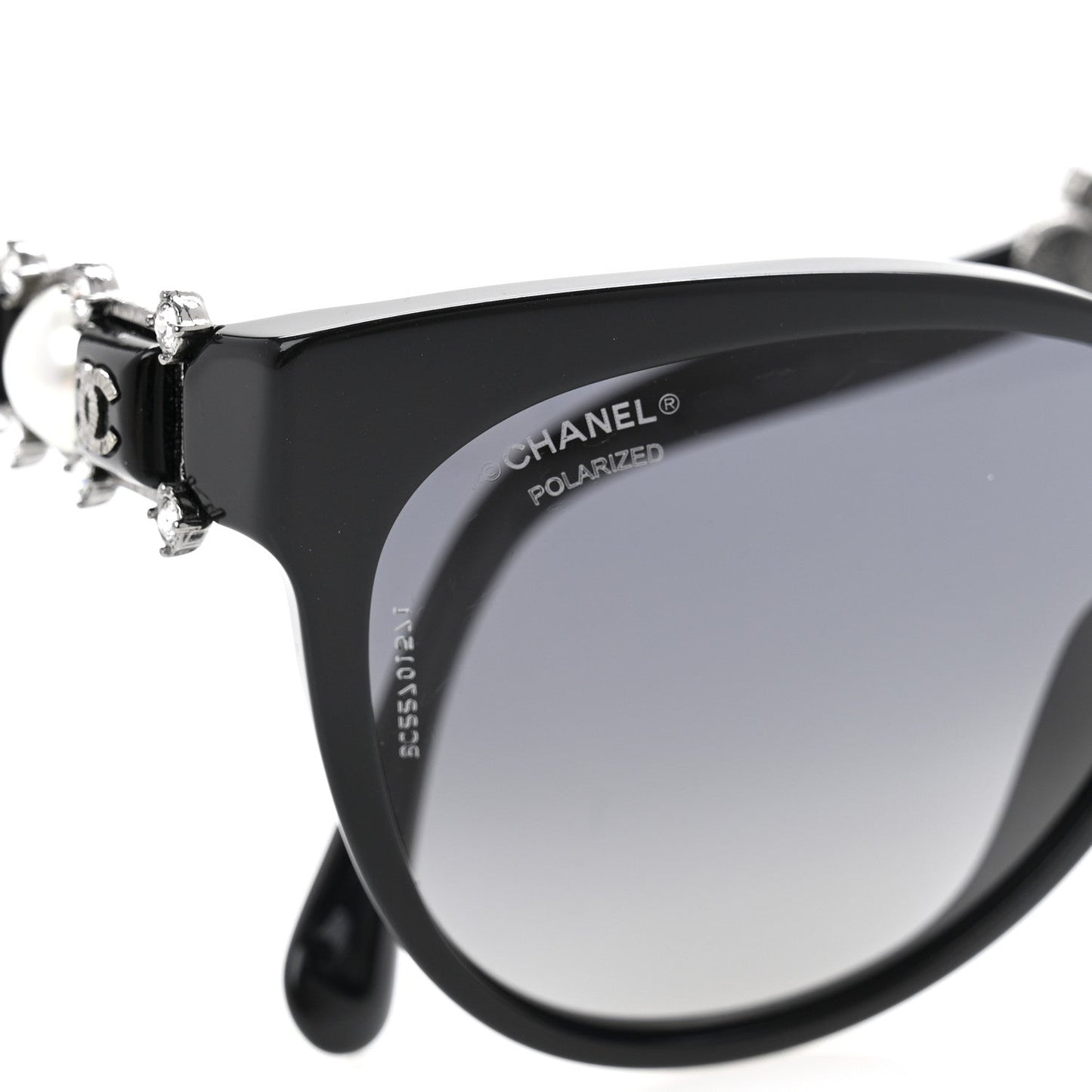 Chanel Crystal Pearl Cat Eye Sunglasses 5336-H-B Black