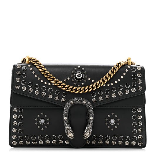 Gucci Calfskin Studded Small Dionysus Shoulder Bag Black