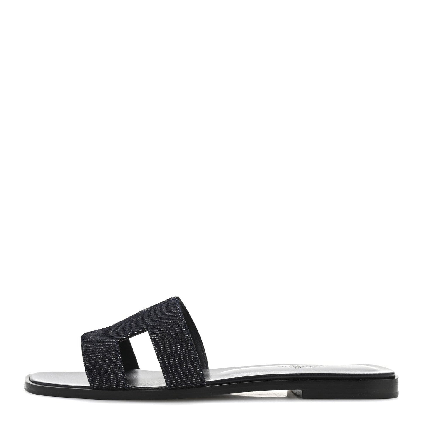 Hermes Denim Canvas Oran Sandals 37.5 Bleu Brut