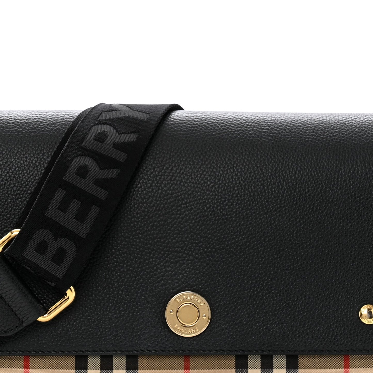 Burberry Grainy Calfskin Vintage Check Note Crossbody Bag Black