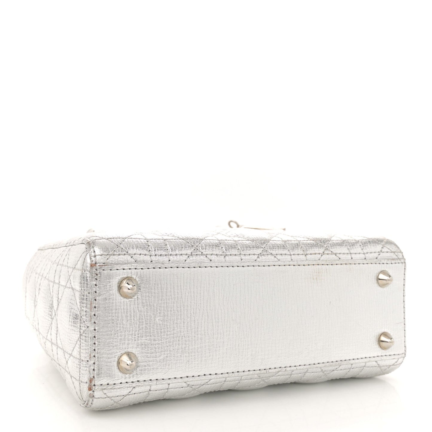 Christian Dior Metallic Grained Calfskin Cannage Small Lucky Badges My Lady Dior Silver
