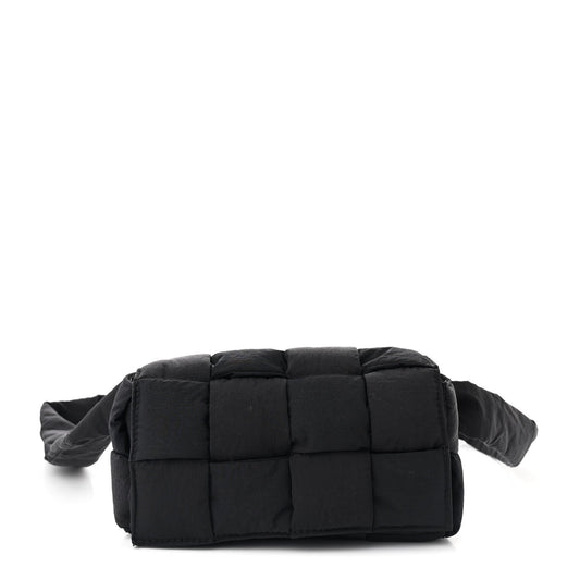 Bottega Veneta Nylon Intrecciato Padded Tech Mini Cassette Belt Bag Black