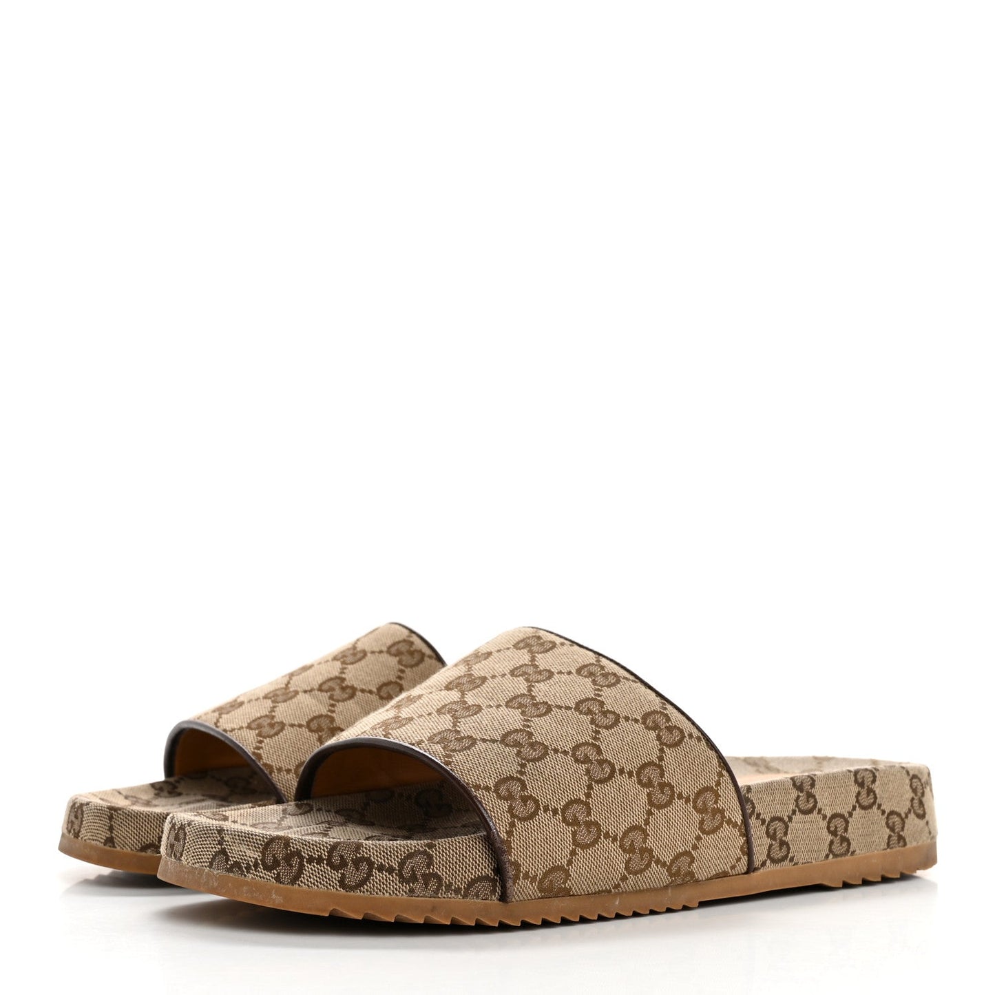 Gucci Canvas GG Monogram Mens Slide Sandals 10 Beige