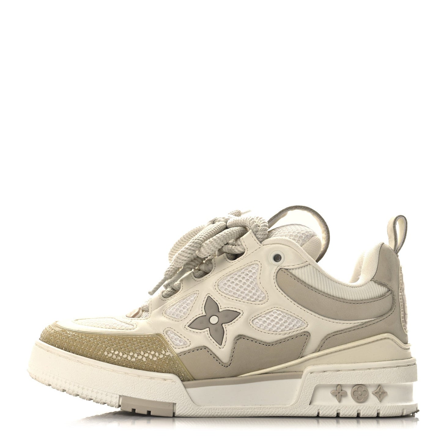Louis Vuitton Calfskin Mesh Womens LV Skate Sneaker Beige White