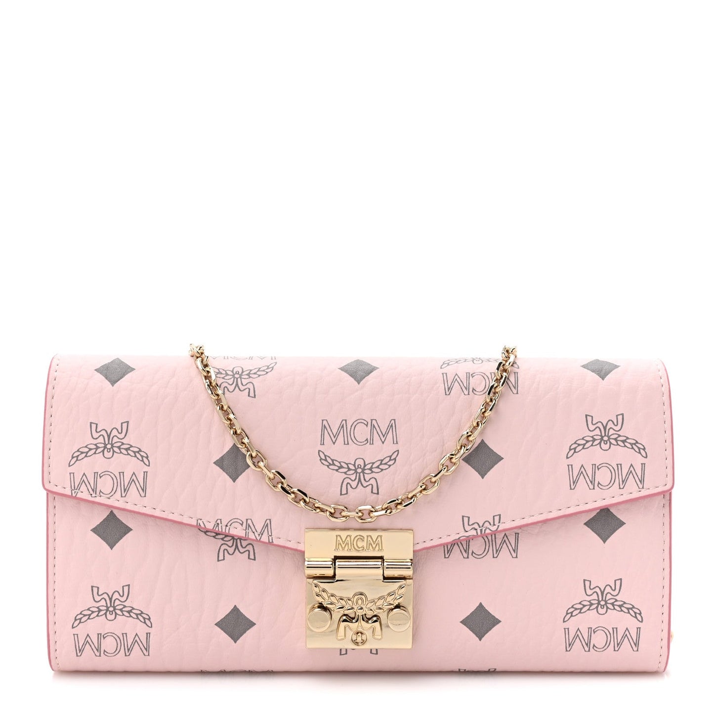 MCM Visetos Large Patricia Wallet On Chain Soft Pink