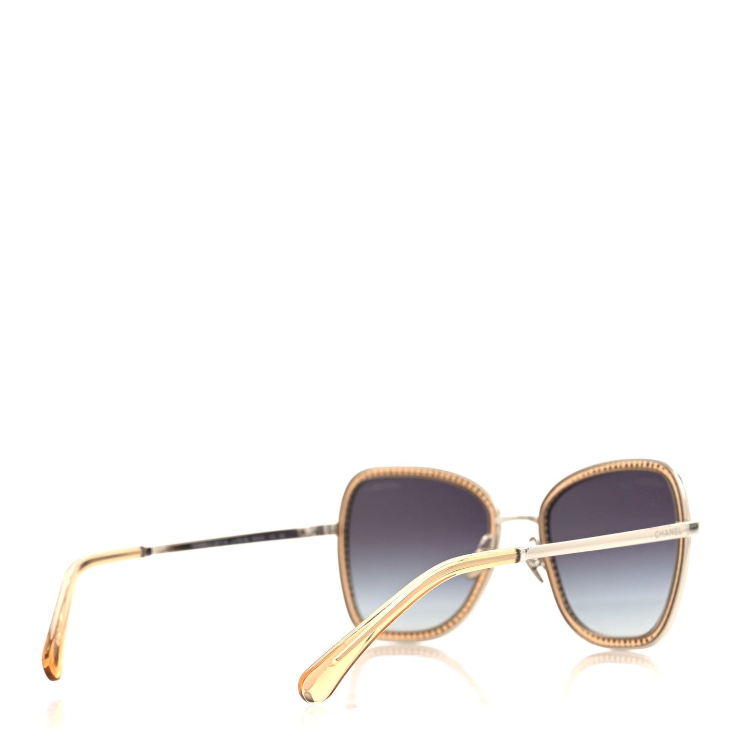 Chanel Square Frame Sequin Sunglasses 4277-B Silver Brown