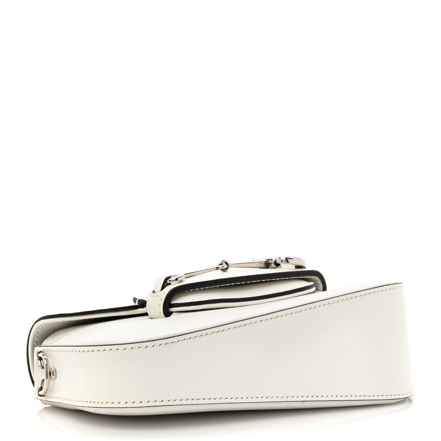 Gucci Calfskin Mini Horsebit 1955 Asymmetric Shoulder Bag Great White