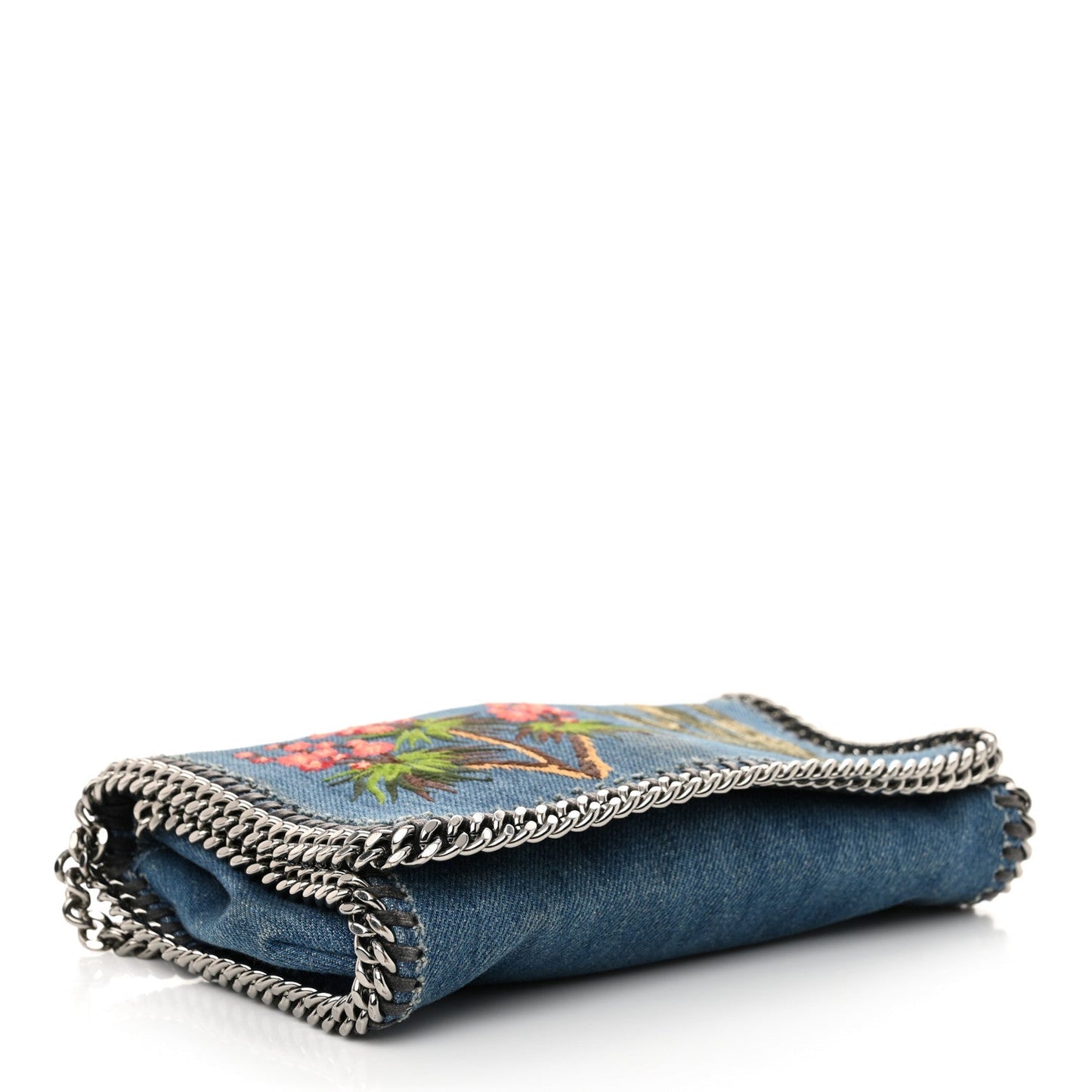 Stella McCartney Eco Denim Embroidered Falabella Crossbody Cerulean