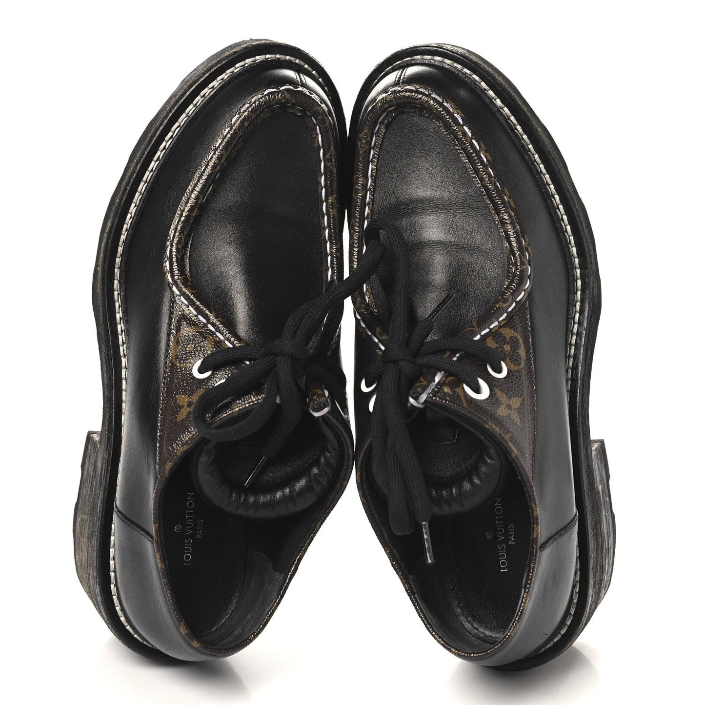 Louis Vuitton Monogram Calfskin Beaubourg Platform Derby Shoes Brown