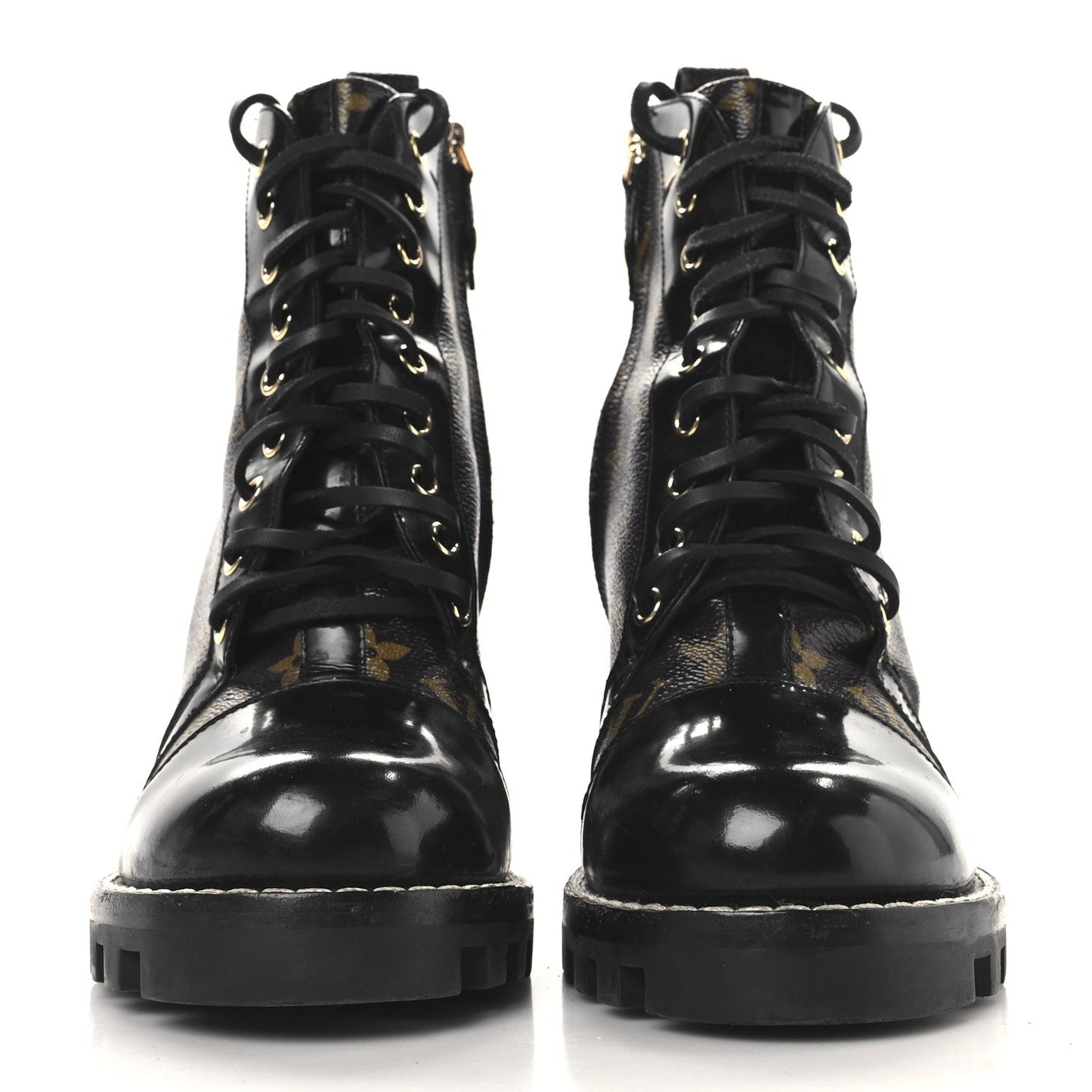 Louis Vuitton Patent Calfskin Monogram Star Trail Ankle Boots Black
