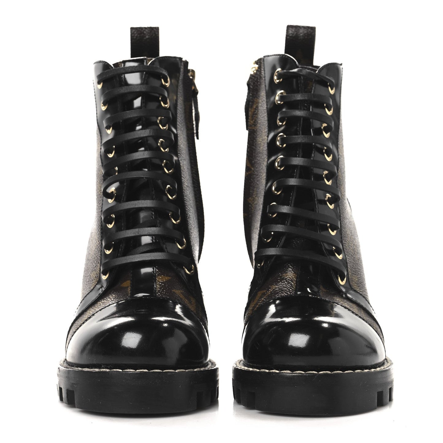 Louis Vuitton Patent Calfskin Monogram Star Trail Ankle Boots 37 Black