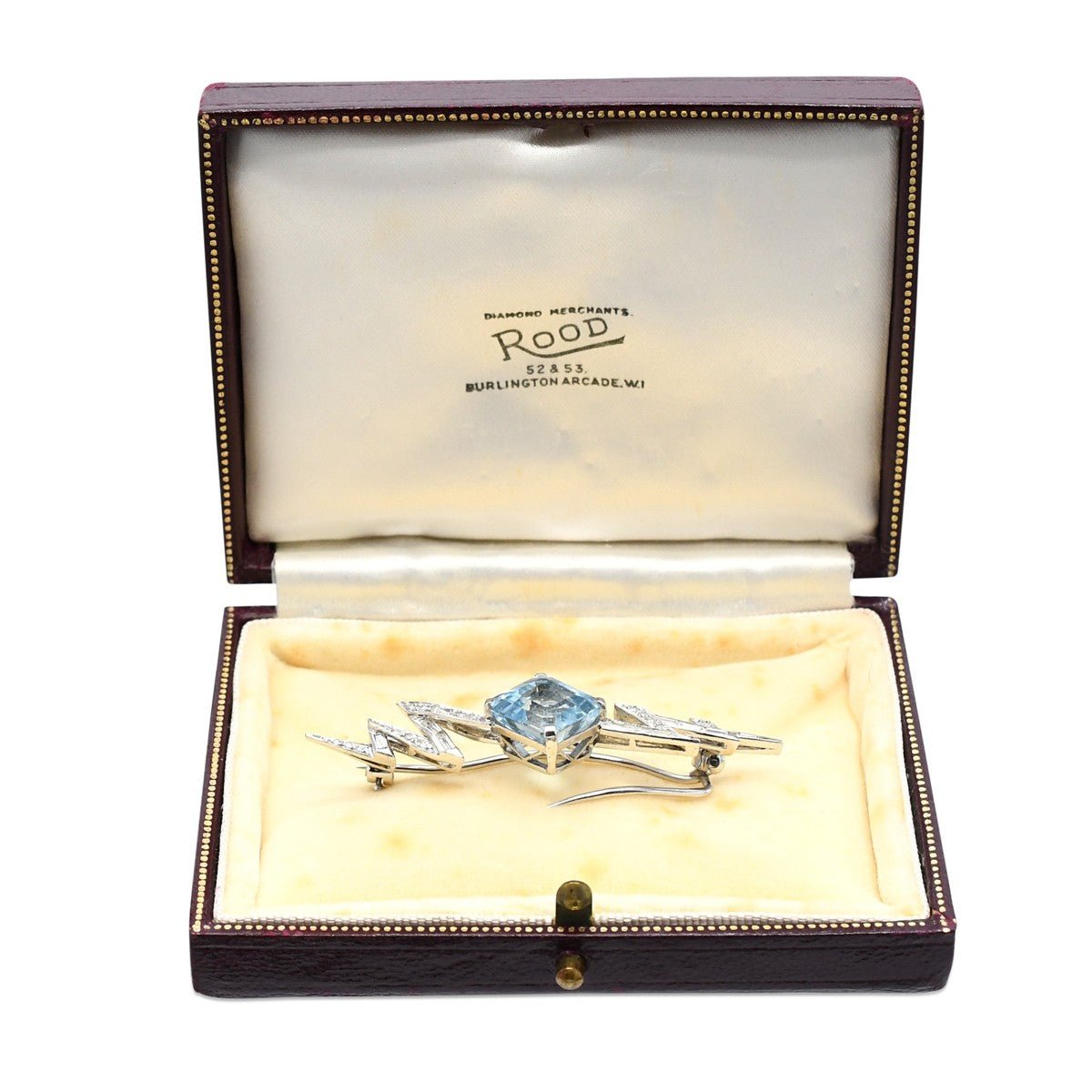 Aquamarine & Diamond Lightening Bar Brooch