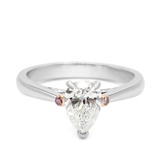 Boodles Pear Brilliant & Pink Diamond Ring -Platinum & 18ct Rose Gold