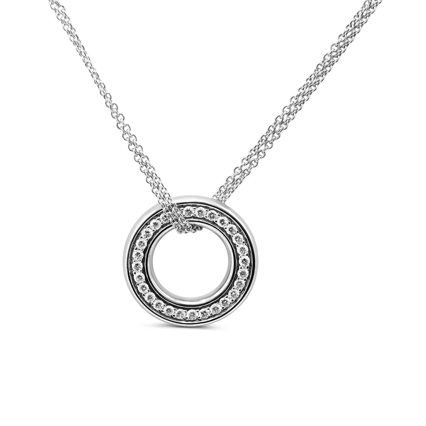 Boodles Roulette Diamond Pink Sapphire Pendant Necklace, Medium - 18ct White Gold