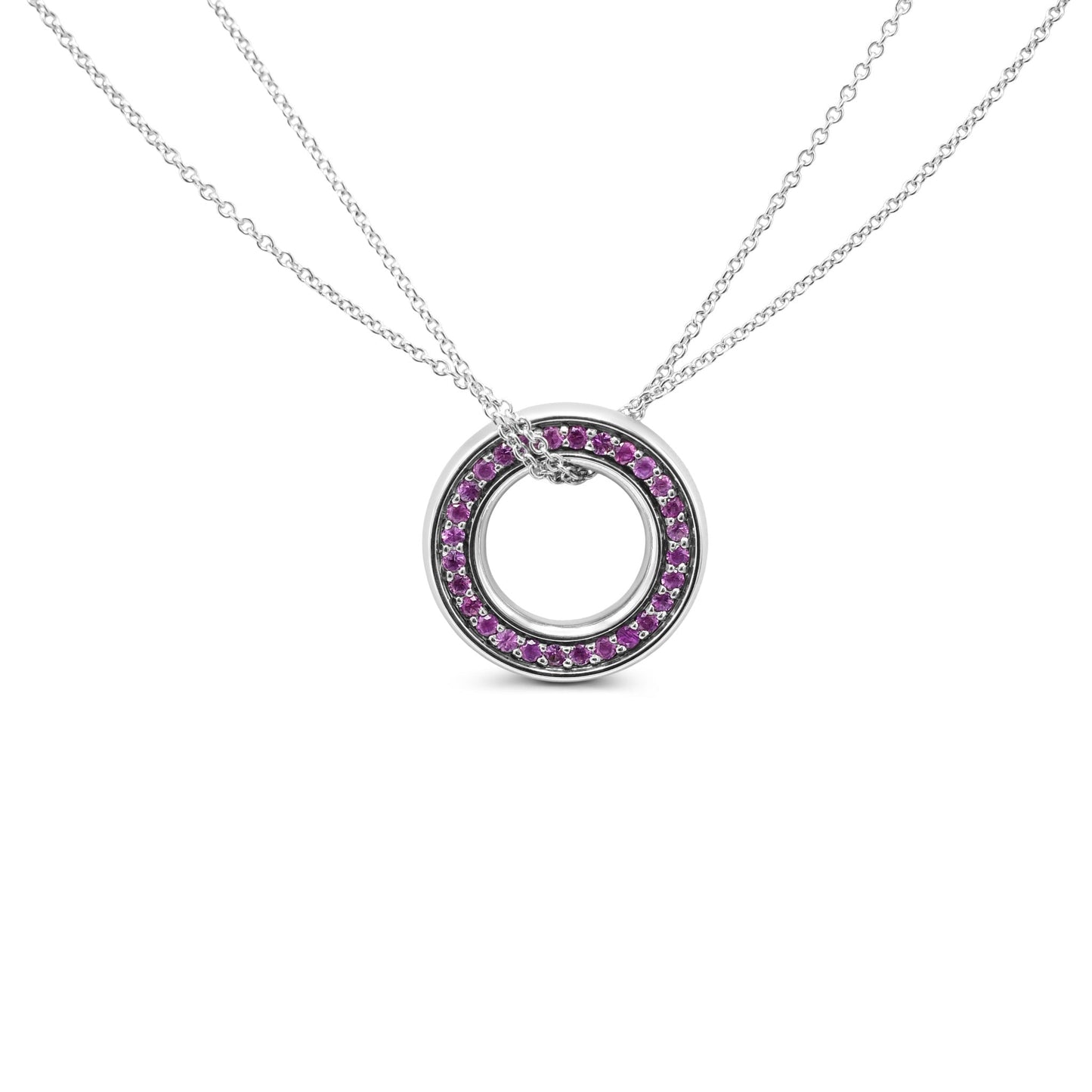Boodles Roulette Diamond Pink Sapphire Pendant Necklace, Medium - 18ct White Gold