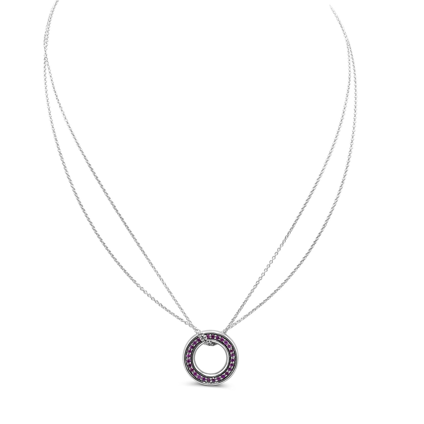 Boodles Roulette Diamond Pink Sapphire Pendant Necklace, Medium - 18ct White Gold