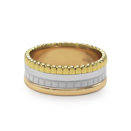 Boucheron Quatre White Edition Small Ring, Gold & White Ceramic