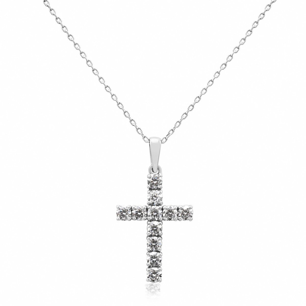 Brilliant Cut Diamond Cross On 16" Necklace - Platinum