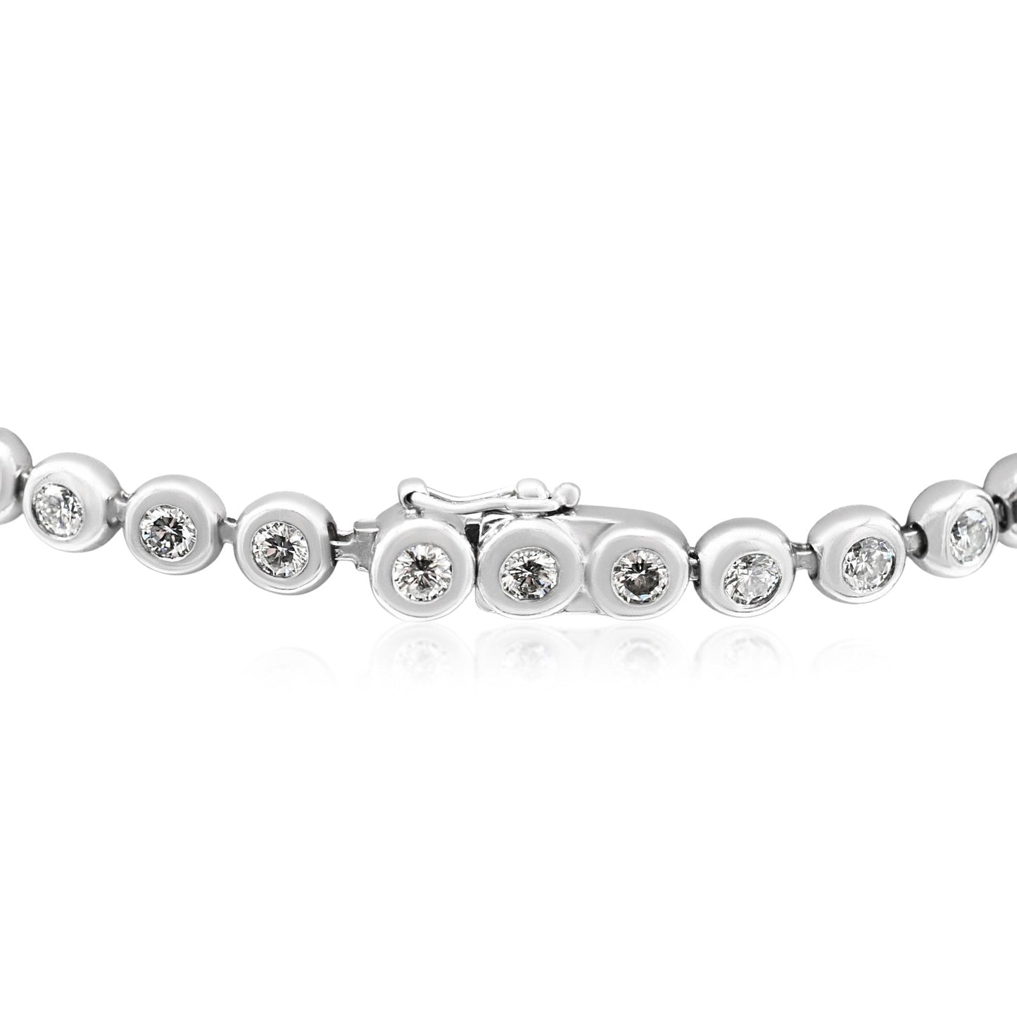 Brilliant Cut Diamond Set Rubover Line Bracelet - 18ct White Gold