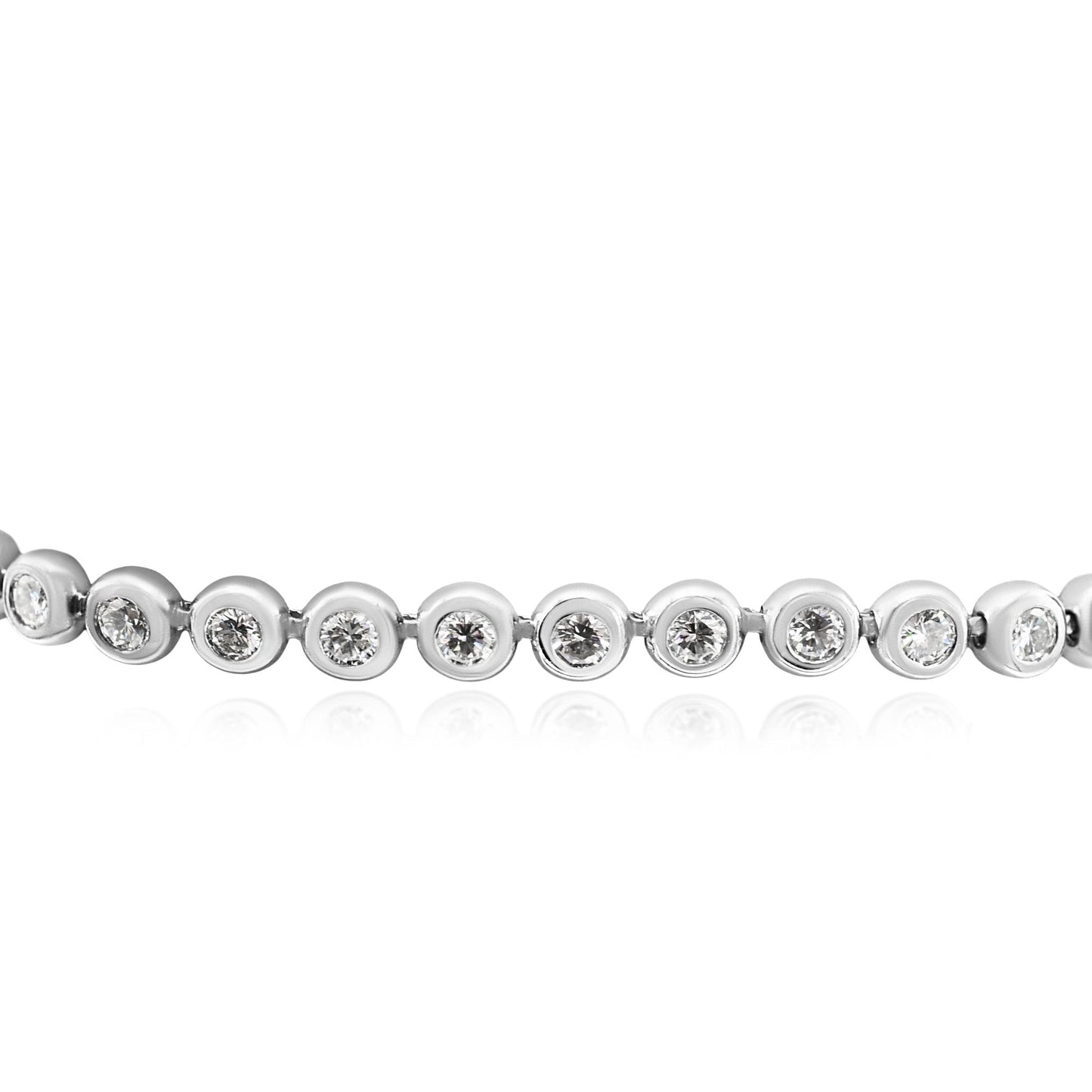 Brilliant Cut Diamond Set Rubover Line Bracelet - 18ct White Gold