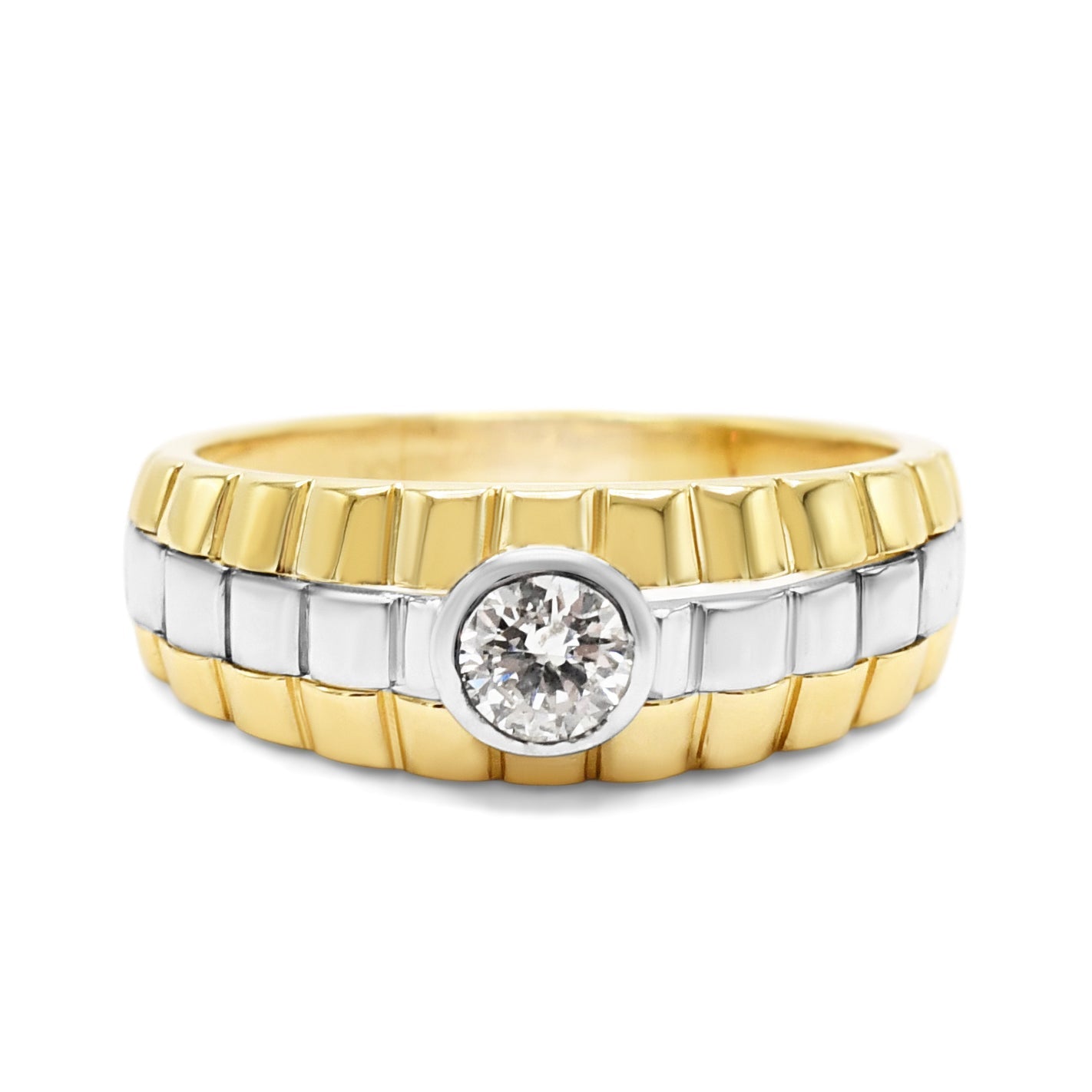Brilliant Cut Diamond Two Tone Ring - 18ct Gold